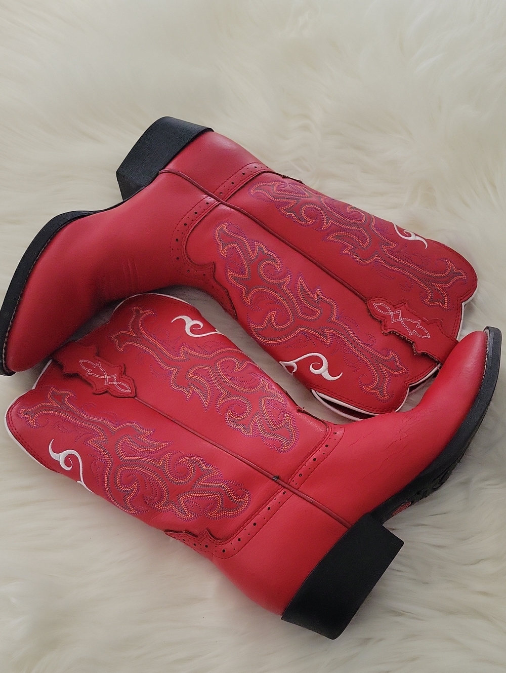 Justin Boots Red Western Embroidered Heeled Cowgirl Boots
